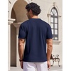 COOFANDY Mens V Neck T Shirts 100% Cotton Tee Shirt Plain Short Sleeve Casual Shirts(Navy Blue)