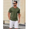 COOFANDY Mens V Neck T Shirts 100% Cotton Tee Shirt Plain Short Sleeve Casual Shirts(Olive Green)