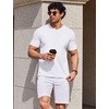 COOFANDY Mens V Neck T Shirts 100% Cotton Tee Shirt Plain Short Sleeve Casual Shirts(White)