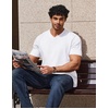 COOFANDY Mens V Neck T Shirts 100% Cotton Tee Shirt Plain Short Sleeve Casual Shirts(White)