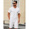 COOFANDY Mens V Neck T Shirts 100% Cotton Tee Shirt Plain Short Sleeve Casual Shirts(White)
