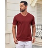 COOFANDY Mens V Neck T Shirts 100% Cotton Tee Shirt Plain Short Sleeve Casual Shirts(Wine Red)