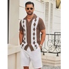 COOFANDY Men’s Vintage Bowling Shirt Short Sleeve Button Down Summer Cuba Beach Shirts(Brown Diamond)