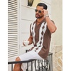 COOFANDY Men’s Vintage Bowling Shirt Short Sleeve Button Down Summer Cuba Beach Shirts(Brown Diamond)