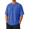COOFANDY Mens Oversized T Shirt Loose Fit Vintage Washed Tee Casual Streetwear Unisex Short Sleeve Heavy Cotton Top(Blue)