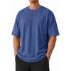 COOFANDY Mens Oversized T Shirt Loose Fit Vintage Washed Tee Casual Streetwear Unisex Short Sleeve Heavy Cotton Top(Navy Blue)