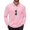 COOFANDY Mens Polo Shirt Long Sleeve Golf Shirt Lightweight UPF 50+ Sun Protection Quick Dry Moisture Wicking Collared Shirt(Pink)