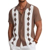 COOFANDY Men’s Vintage Bowling Shirt Short Sleeve Button Down Summer Cuba Beach Shirts(Brown Diamond)
