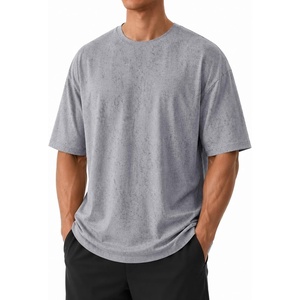 COOFANDY Mens Oversized T Shirt Loose Fit Vintage Washed Tee Casual Streetwear Unisex Short Sleeve Heavy Cotton Top(Light Grey)
