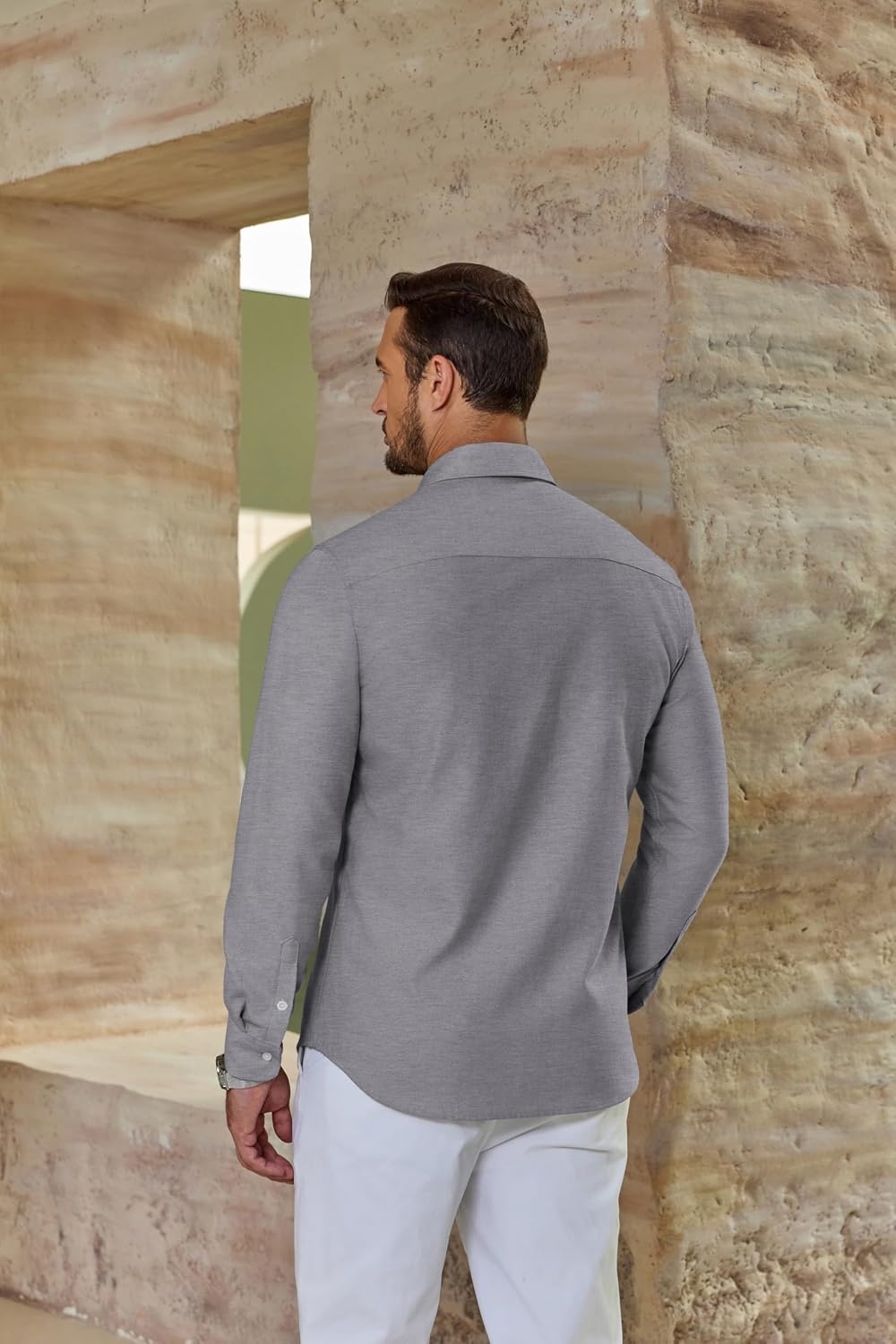 image:imageCOOFANDY Mens Oxford Shirts Long Sleeve Casual Button Down Shirt Untucked Business Dress ShirtsDark Grey