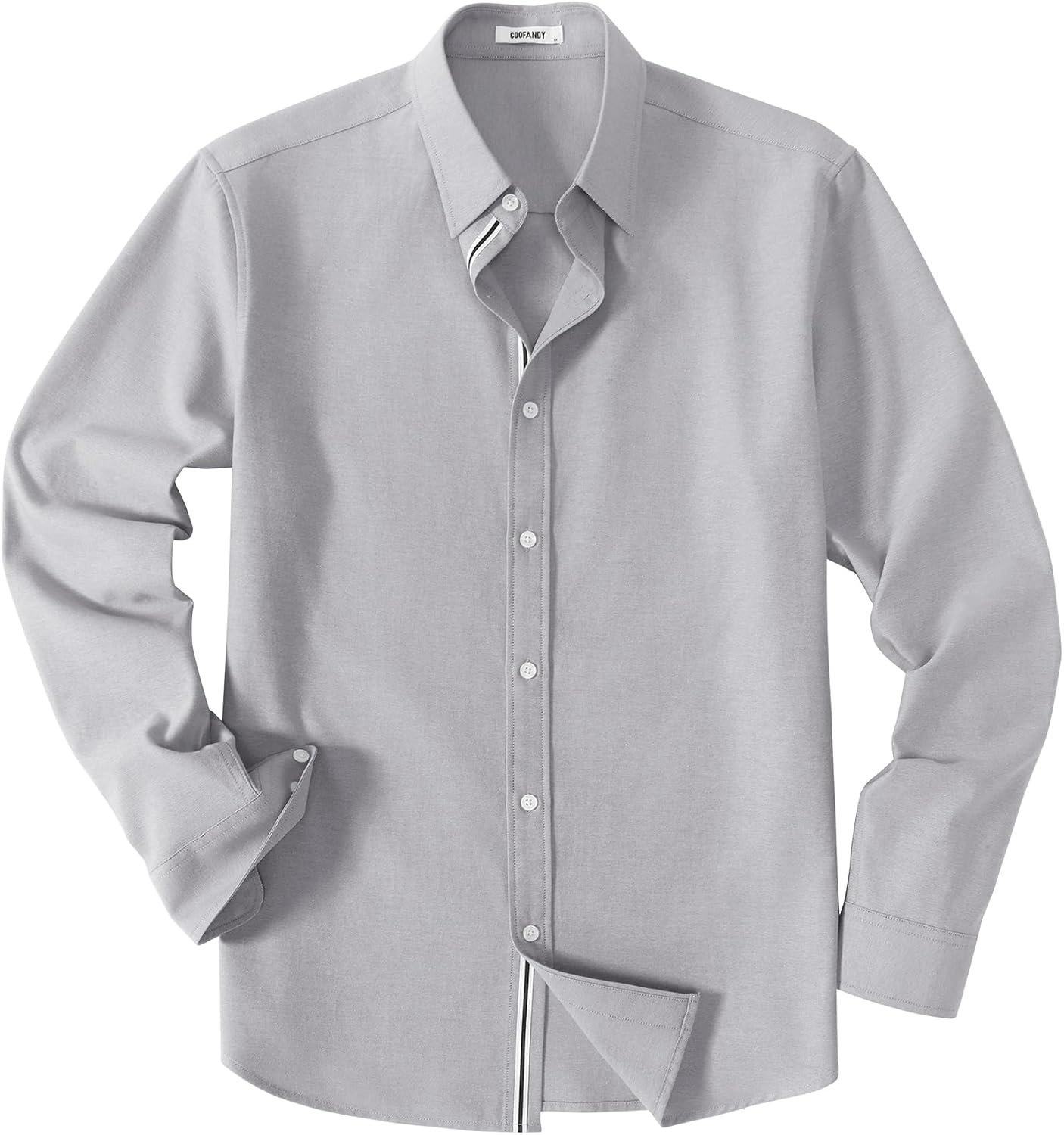 image:imageCOOFANDY Mens Oxford Shirts Long Sleeve Casual Button Down Shirt Untucked Business Dress ShirtsLight Grey