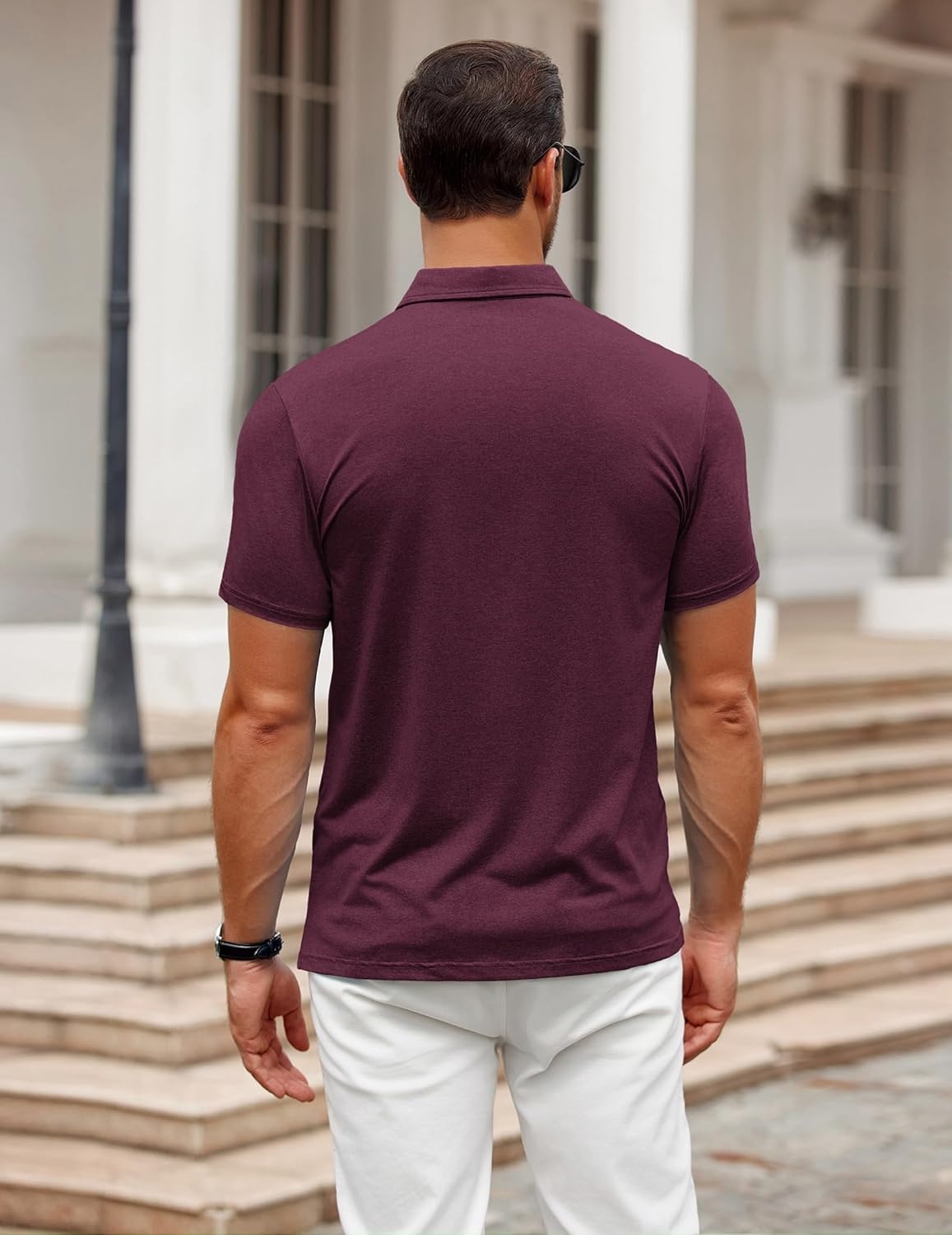 image:imageCOOFANDY Mens Polo Shirt Golf Quick Dry Performance Short Sleeve Moisture Wicking Athletic Polo Collared Tennis TShirtCrimson Red