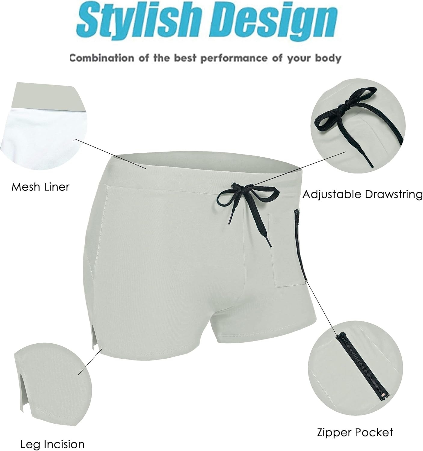 image:imageCOOFANDY Mens Swim Trunks Swimwear Bathing Suit Swim Brief Square Leg Board Short S3XLLight Green