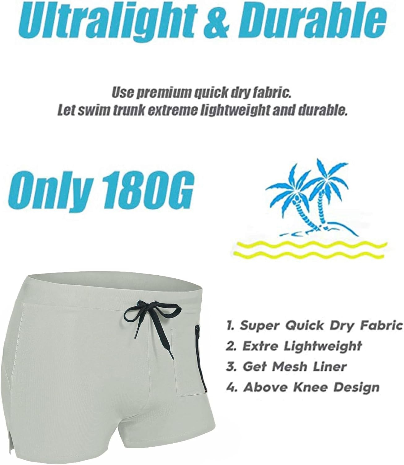 image:imageCOOFANDY Mens Swim Trunks Swimwear Bathing Suit Swim Brief Square Leg Board Short S3XLLight Green