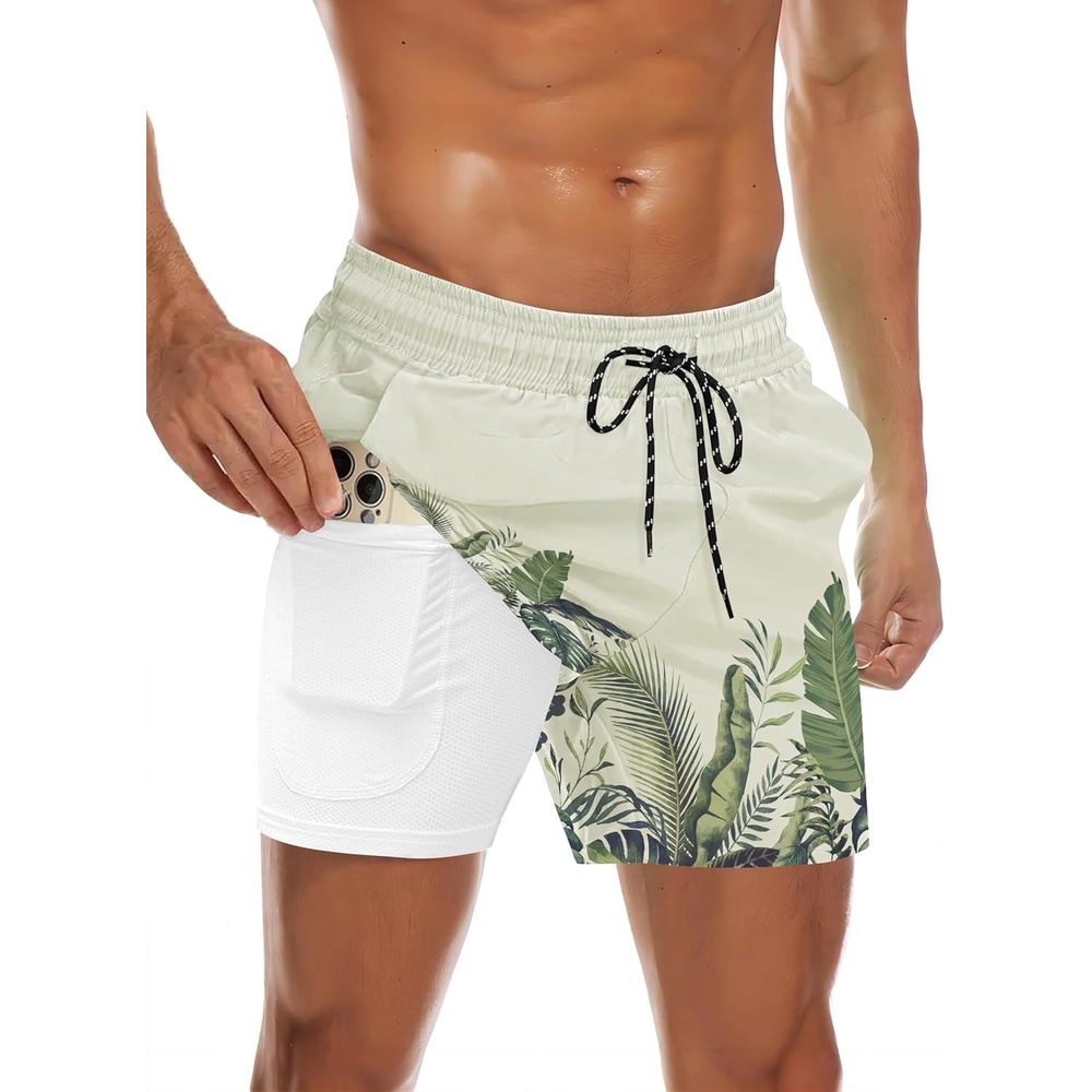 image:imageCOOFANDY Mens Swim Trunks Quick Dry Bathing Suit with Pockets Swimwear Beach Board Short Swimsuit SXXLGreen Leaves