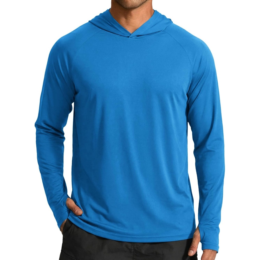 image:imageCOOFANDY Mens UPF 50 Sun Shirt Long Sleeve Fishing Shirt UV Protection Hoodie Summer Running Hiking Hooded Rash GuardSea Blue
