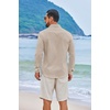 COOFANDY Men’s Casual Button Down Shirts Long Sleeve Cotton Beach Wedding Shirt Summer Linen Shirt for Men(Light Khaki)