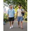 COOFANDY Men’s Casual Shorts Cotton Elastic Waist Drawstring Shorts Lightweight Summer Beach Shorts(2 Pack  Black  Denim Blue)