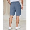 COOFANDY Men’s Casual Shorts Cotton Elastic Waist Drawstring Shorts Lightweight Summer Beach Shorts(2 Pack  Black  Denim Blue)