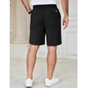 COOFANDY Men’s Casual Shorts Cotton Elastic Waist Drawstring Shorts Lightweight Summer Beach Shorts(2 Pack  Black  Khaki)