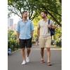 COOFANDY Men’s Casual Shorts Cotton Elastic Waist Drawstring Shorts Lightweight Summer Beach Shorts(2 Pack  Black  Khaki)
