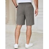 COOFANDY Men’s Casual Shorts Cotton Elastic Waist Drawstring Shorts Lightweight Summer Beach Shorts(2 Pack  Dark Grey  Khaki)