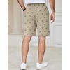 COOFANDY Men’s Casual Shorts Cotton Elastic Waist Drawstring Shorts Lightweight Summer Beach Shorts(Coconut Tree Light Khaki)