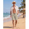 COOFANDY Men’s Casual Shorts Cotton Elastic Waist Drawstring Shorts Lightweight Summer Beach Shorts(Coconut Tree Light Khaki)