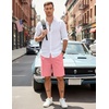 COOFANDY Men’s Casual Shorts Cotton Elastic Waist Drawstring Shorts Lightweight Summer Beach Shorts(Pink)