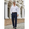 COOFANDY Men’s Classic Fit Dress Pants Expandable Waist Suit Pant Pleated Front Slacks(Navy Blue)