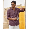 COOFANDY Men’s Cotton Linen Button Down Shirts Long Sleeve Casual Summer Beach Shirts for Men(Burgundy)