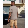 COOFANDY Mens Polo Shirts Short Sleeve Casual Summer Polo Tee Classic Collared Golf Stylish Tops(Khaki&brown Collar)