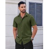 COOFANDY Men’s Short Sleeve Dress Shirts Stretch Wrinkle Free Untucked Casual Button Down Shirt(Army Green)