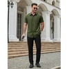 COOFANDY Men’s Short Sleeve Dress Shirts Stretch Wrinkle Free Untucked Casual Button Down Shirt(Army Green)