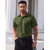 COOFANDY Men’s Short Sleeve Dress Shirts Stretch Wrinkle Free Untucked Casual Button Down Shirt(Army Green)