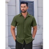 COOFANDY Men’s Short Sleeve Dress Shirts Stretch Wrinkle Free Untucked Casual Button Down Shirt(Army Green)
