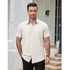 COOFANDY Men’s Short Sleeve Dress Shirts Stretch Wrinkle Free Untucked Casual Button Down Shirt(Beige)