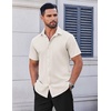 COOFANDY Men’s Short Sleeve Dress Shirts Stretch Wrinkle Free Untucked Casual Button Down Shirt(Beige)