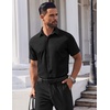 COOFANDY Men’s Short Sleeve Dress Shirts Stretch Wrinkle Free Untucked Casual Button Down Shirt(Black)