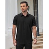 COOFANDY Men’s Short Sleeve Dress Shirts Stretch Wrinkle Free Untucked Casual Button Down Shirt(Black)