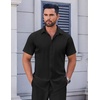 COOFANDY Men’s Short Sleeve Dress Shirts Stretch Wrinkle Free Untucked Casual Button Down Shirt(Black)