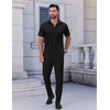 COOFANDY Men’s Short Sleeve Dress Shirts Stretch Wrinkle Free Untucked Casual Button Down Shirt(Black)