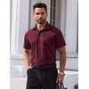 COOFANDY Men’s Short Sleeve Dress Shirts Stretch Wrinkle Free Untucked Casual Button Down Shirt(Burgundy)