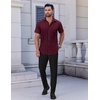 COOFANDY Men’s Short Sleeve Dress Shirts Stretch Wrinkle Free Untucked Casual Button Down Shirt(Burgundy)