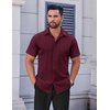 COOFANDY Men’s Short Sleeve Dress Shirts Stretch Wrinkle Free Untucked Casual Button Down Shirt(Burgundy)