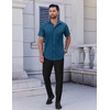 COOFANDY Men’s Short Sleeve Dress Shirts Stretch Wrinkle Free Untucked Casual Button Down Shirt(Dark Blue)