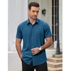 COOFANDY Men’s Short Sleeve Dress Shirts Stretch Wrinkle Free Untucked Casual Button Down Shirt(Dark Blue)