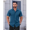 COOFANDY Men’s Short Sleeve Dress Shirts Stretch Wrinkle Free Untucked Casual Button Down Shirt(Dark Blue)