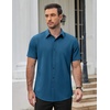 COOFANDY Men’s Short Sleeve Dress Shirts Stretch Wrinkle Free Untucked Casual Button Down Shirt(Dark Blue)