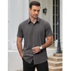 COOFANDY Men’s Short Sleeve Dress Shirts Stretch Wrinkle Free Untucked Casual Button Down Shirt(Dark Grey)